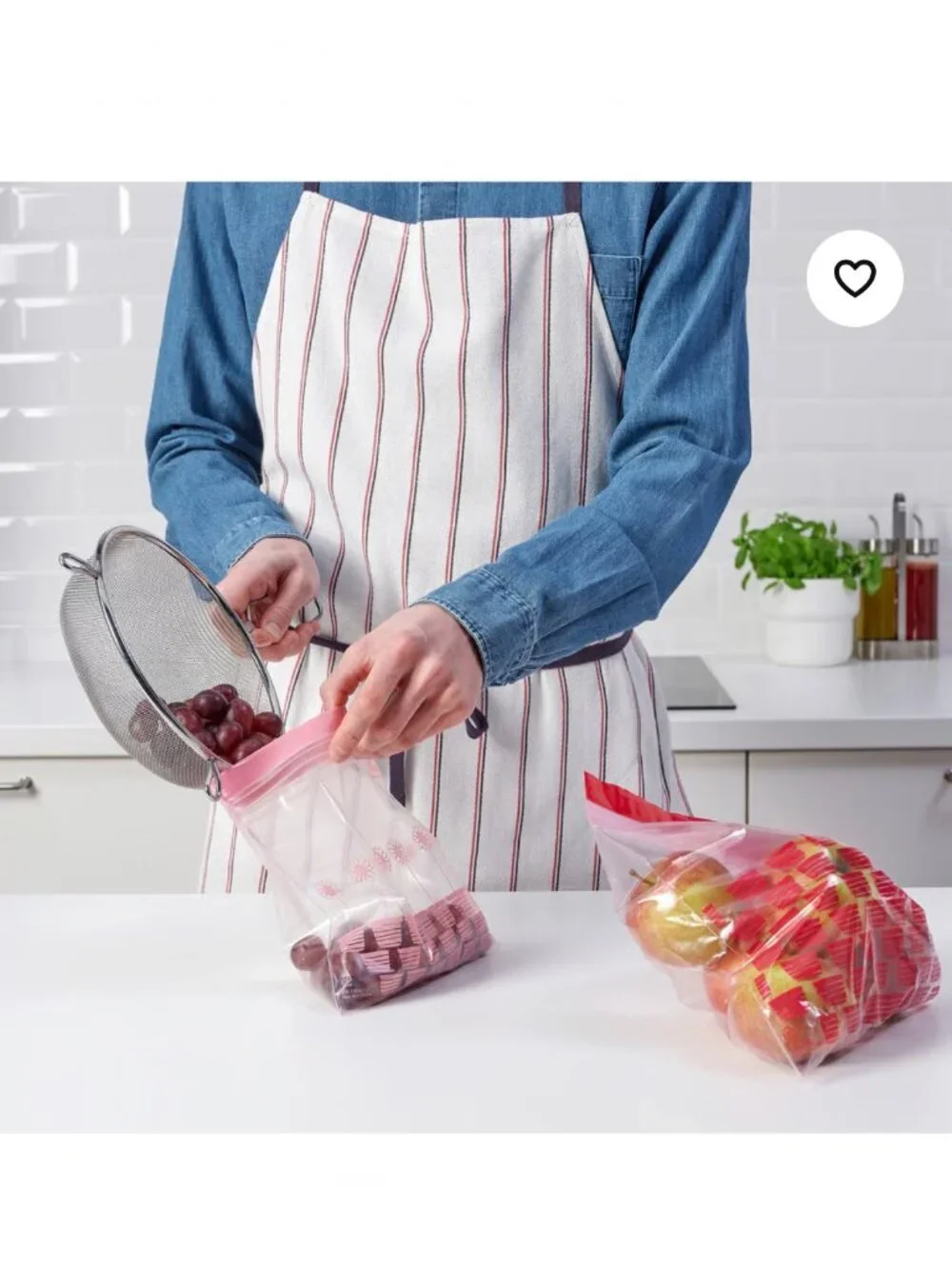 LOT OF 2 IKEA ISTAD Resealable Bag Patterned Red/Pink 50 pack NWT